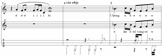 Vào nhịp với sự tham gia của toàn bộ người hát và dàn Nhã Nhạc Ví dụ 3 3