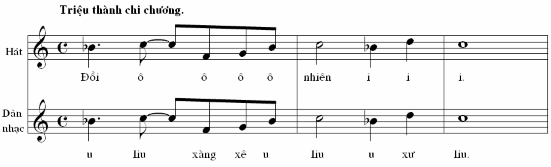 Ngoài những chỗ đi đồng âm với phần hát dàn nhạc có nhiệm vụ diễn tấu 19