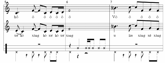 Mặt khác mỗi ca chương đều mang một nội dung khác nhau nhưng phần âm nhạc 6