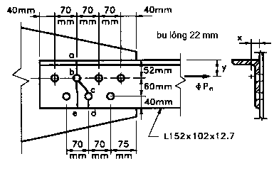 Hình 9 6 Thép góc đơn chịu kéo liên kết bu lông với bản nút 9 2 3 Giới hạn 2