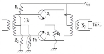 Mạch khuếch đại công suất loại AB dùng biến áp đảo pha và biến thế xuất 4