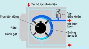 Hình 5 2 Sơ đồ cấu tạo bơm tiếp vận Hoạt động Khi cốt bơm quay các cánh 2