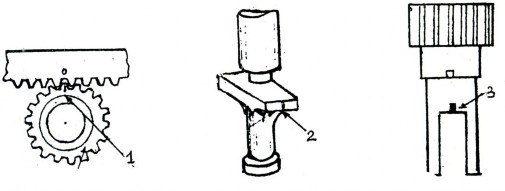 Hình 3 4 Các dấu của bơm PF 1 Dấu ở vòng răng và thanh răng 2 Dấu ở đuôi tai 7