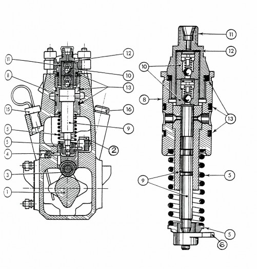 Hình 4 13 bơm cao áp loại SIGMA loại CMS cắt ngang 1 Cốt bơm 2 Thanh răng 3 Con lăn 3