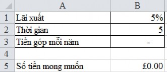 Hình 1 2 Trong hình 1 2 trên Ô B5 là ô thay đổi changing cell số tiền tối 2