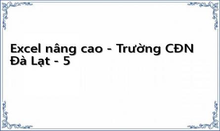Excel nâng cao - Trường CĐN Đà Lạt - 5
