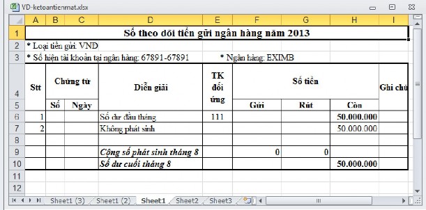 Hình 4 3 Vì trong tháng 6 doanh nghiệp không có giao dịch với ngân hàng EXIMB nên 3