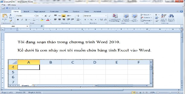 Hình 5 2 Bước 3 Soạn thảo cho bảng tính được nhúng này cũng như soạn 5