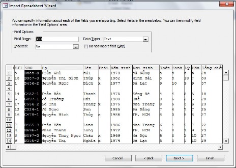 Hình 5 8 Nhấp chuột vào khung xem trước có tô màu đen để chọn cột trường 3