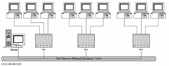 Hình 2 12 – Nối kết các HUB bằng cáp đồng trục gầy 2 6 3 4 3 Sơ đồ hỗn 23