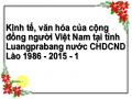 Kinh tế, văn hóa của cộng đồng người Việt Nam tại tỉnh Luangprabang nước CHDCND Lào 1986 - 2015