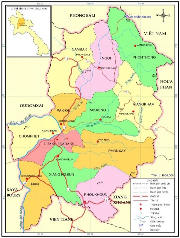 Bản đồ hành chính tỉnh Luangprabang CHDCND Lào Nguồn https Luangprabang wikimedia org 1