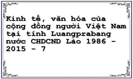 Kinh tế, văn hóa của cộng đồng người Việt Nam tại tỉnh Luangprabang nước CHDCND Lào 1986 - 2015 - 7