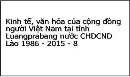 Kinh tế, văn hóa của cộng đồng người Việt Nam tại tỉnh Luangprabang nước CHDCND Lào 1986 - 2015 - 8