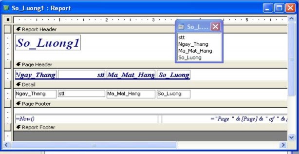 Ở trên ta thấy có các thành phần sau 1 Tiêu đề đầu của Report Sau Report Header 12