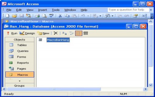  Chọn Run và sau đó Access sẽ thi hành từng lệnh Macro một nh ư đã liệt kê 10