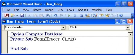 Bạn gõ dòng lệnh DoCmd OpenTable So luong Ta đươc một thủ tục hoàn chỉnh như sau 16