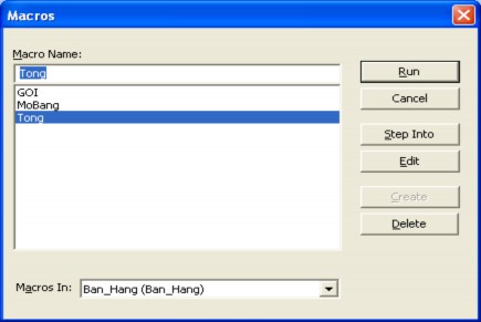 Theo các bước sau  Chọn Tools chọn Macros như hình sau Sau đó ta có hộp thoại 20