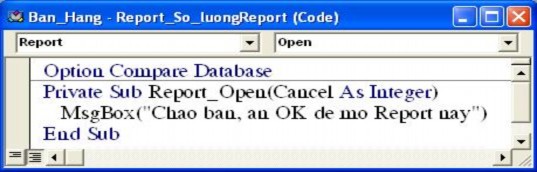 Vì đây là Report đã có tên So luongReport nên b ạn chỉ lưu lại Hãy thoát về 5