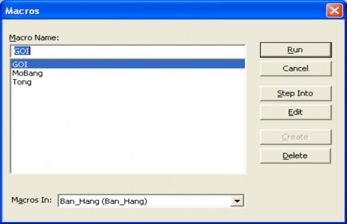 Để chạy bạn kích luôn v ào RUN Bạn cũng có thể xoá thủ tục bằng việc 1