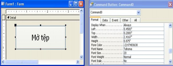 Hình trên cho ta biết Nút lệnh có tiêu đề là Mở tệp đã được chọn 2
