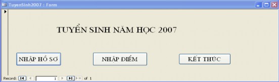 Chú ý thuộc tính Name cho 4 nút tr ên như sau  Nút có tiêu đề nhập hồ sơ có 7