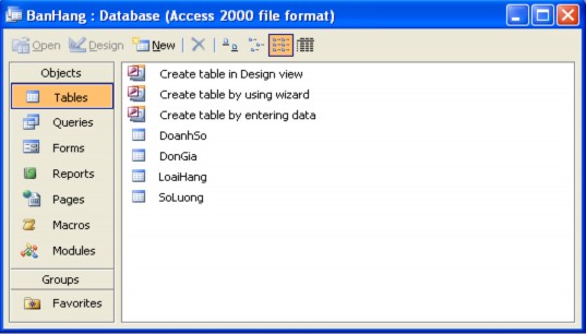 Việc tiếp theo là nạp dữ liệu vào cấu trúc các bảng trên giả sử ta nạp 9