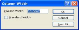  Gõ số đo vào Column Width và chọn OK 4 Giấu và hiện các cột  Chọn cột 4