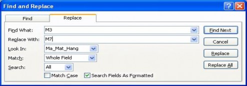  Gõ nội dung cần tìm vào Find What giả sử M3g  Gõ nội dung cần thay thế v 6