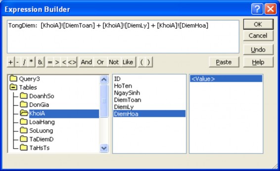  Chọn tiếp OK ta có  Chọn Query Run ta có kết quả 15