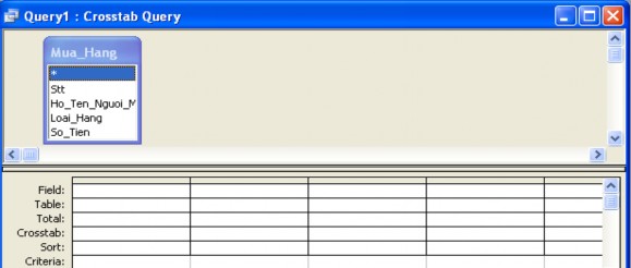 Hộp thoại truy vấn có th êm dòng Crosstab hãy đưa các thông số vào như sau 1 Ở 14