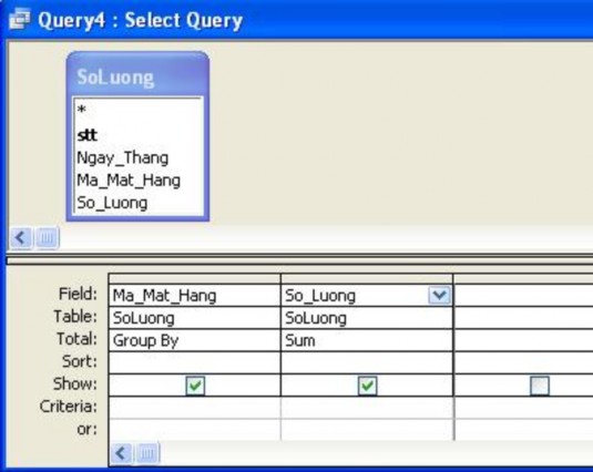 Chọn Query Run ta có kết quả 3 Nhóm theo một yếu tố nào đó nhưng có điều 4