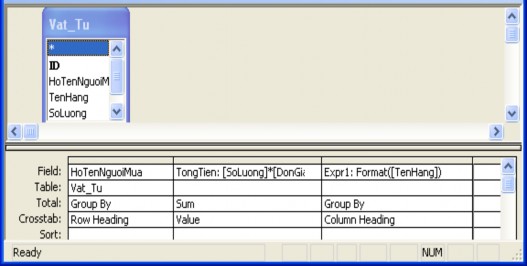 Chạy truy vấn này ta có kết quả Giải thích ở cột hai hộp thoại truy vấn ta 2