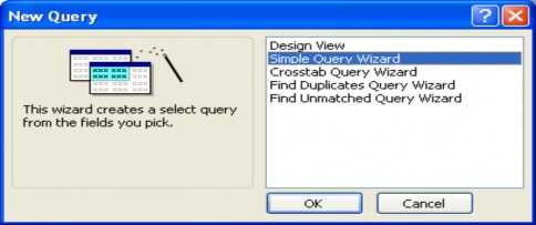  Chọn Simple Query Wizard và OK ta có  Chọn bảng ở Tables Queries giả sử bảng 20