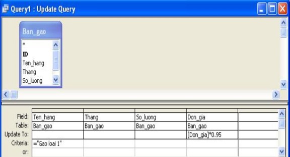  Chạy truy vấn này và ta có kết quả mới của bảng Ban gao như sau 2 Xoá bản 13