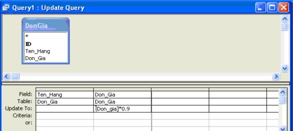 Hãy chạy truy vấn và Access hỏi Nếu xác nhận Yes thì trường đó được cập 9
