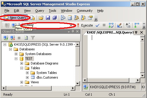 Cần chú ý là câu lệnh SQL sẽ có tác dụng trên CSDL đang được chọn trong 6