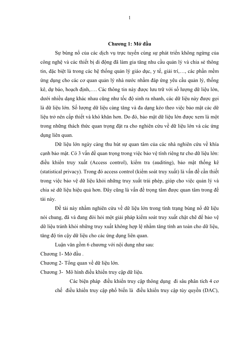 Luận văn Thạc sĩ Công nghệ thông tin Nghiên cứu mô hình kiểm soát truy xuất cho dữ liệu lớn - 1 Trang 12