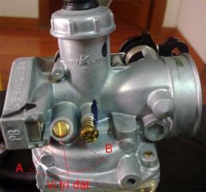 Hình 1 8 Vị trí vít điều chỉnh cầm chừng Vặn vít chỉnh gió đi vào sau đó 2