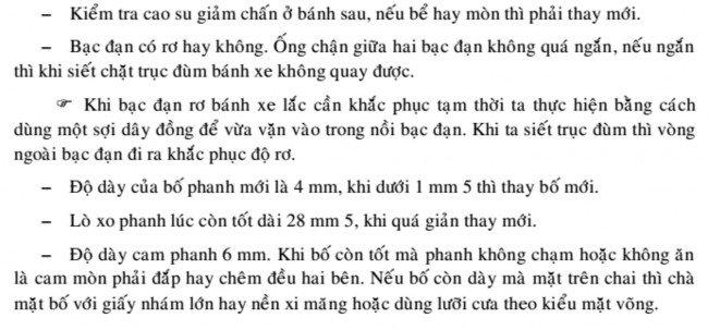 1 1 5 Điều chỉnh má phanh Kiểm tra và điều chỉnh phanh trước Kiểm tra độ rơ 4