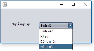 Các hàm tạo của lớp JComboBox Constructor Mô tả JComboBox Tạo ra một JComboBox với 2