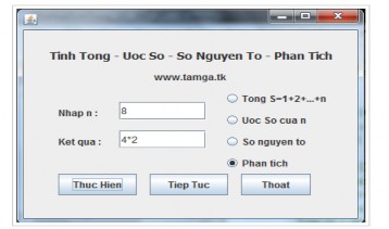 Của n số nhập vào có phải số nguyên tố không Phân tích số vừa nhập vào 15