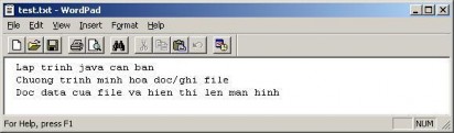Kết quả thực thi chương trình Nội dung của file test txt Kết quả đọc file và 6