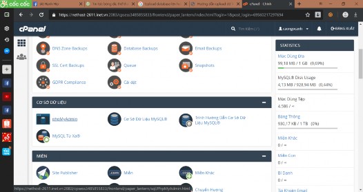 Bước 3 Click phpmyadmin để Import database từ file sql trên máy tính TÀI LIỆU THAM 3