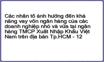 Các nhân tố ảnh hưởng đến khả năng vay vốn ngân hàng của các doanh nghiệp nhỏ và vừa tại ngân hàng TMCP Xuất Nhập Khẩu Việt Nam trên địa bàn Tp.HCM - 12