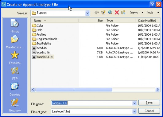 Linetype pattern on next line Nhập vào các byte mô tả dạng đường A 0 5 0 5 0 25 0 0 25 6