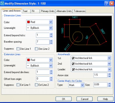 Frame Dimension Line đường kích thước  Extend beyond ticks Khoảng cách đường 5