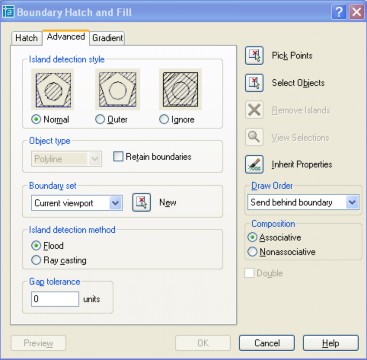 Thẻ Advanced Island detection style Chọn kiểu vẽ mặt cắt như mô tả trong hình kèm 4