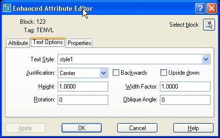Text Options gán các thuộc tính cho text Các lựa chọn như trong hộp thoại tạo 9