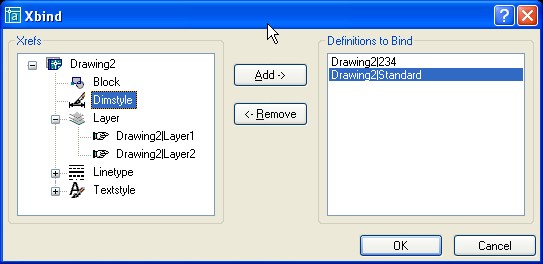 Chọn đối tượng cần chuyển rồi ấn phím Add để chuyển sang bản vẽ hiện 2